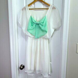 White Bow Mini Dress